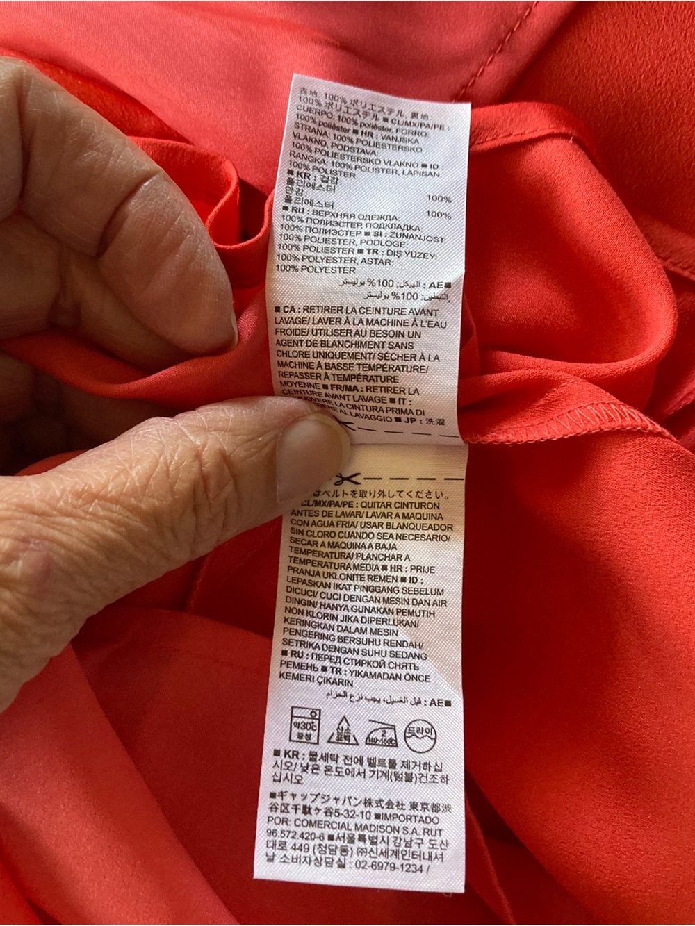Banana Republic TieWaist Shirtdress, Bright Coral Sz M. Satiny Polyester.#796756 - Picture 12 of 14